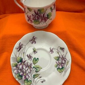 Vintage Royal Albert Bone China Tea Cup and Saucer Set, Violets Pattern